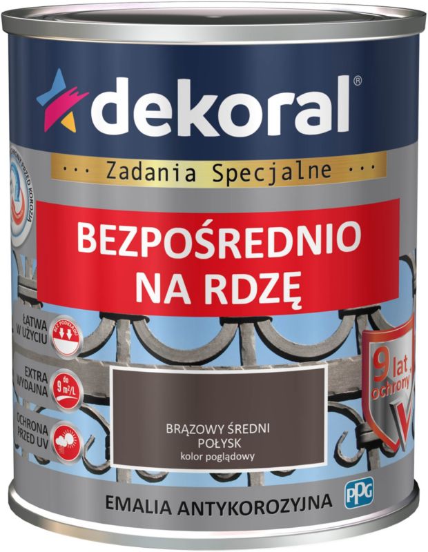 Dekoral antikorrosionsemalje i mellembrun med halvblank finish 0,65 l