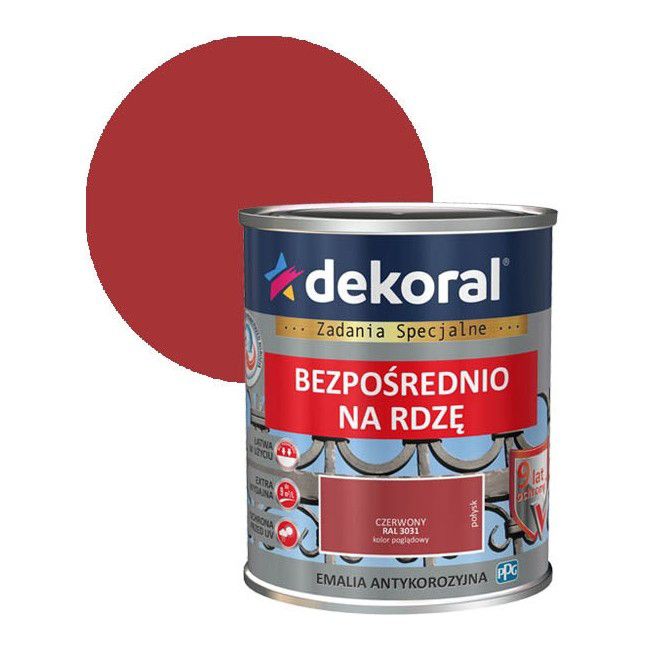 Dekoral antikorrosionsemalje rød blank 0,65 l
