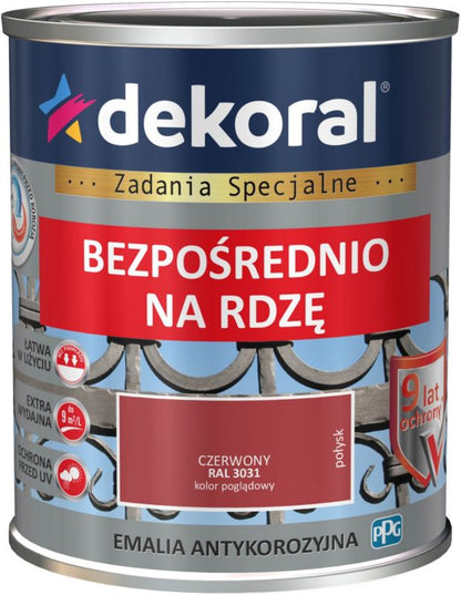 Dekoral antikorrosionsemalje rød blank 0,65 l