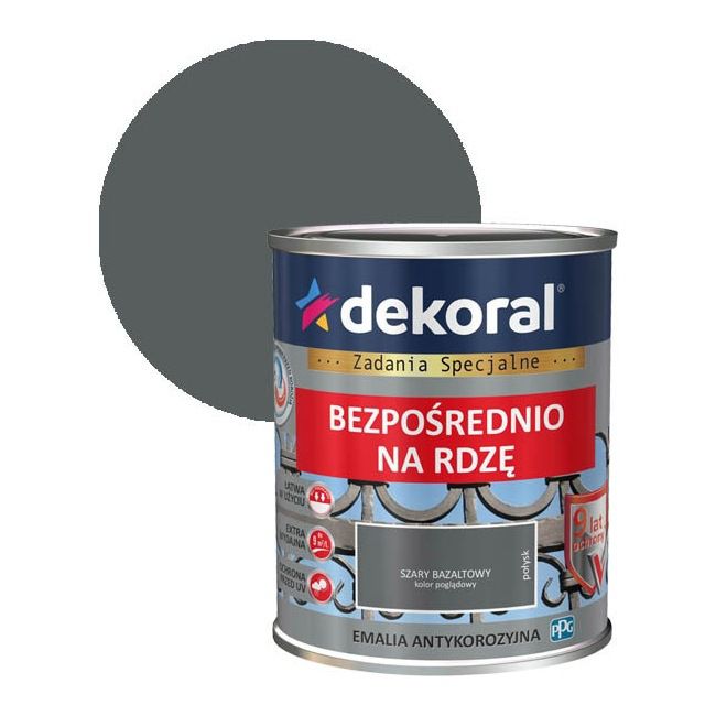 Dekoral antikorrosionsemalje i grå basalt med blank finish 0,65 l