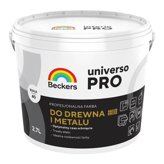 Beckers Universo Pro halvmat hvid emalje 2,7 l