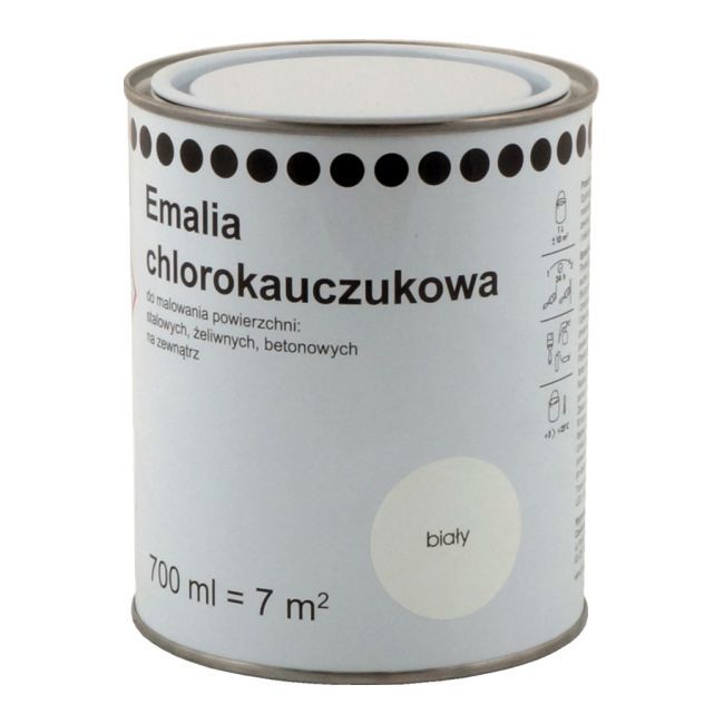 Chlorokauczuk-emalje 0,7 l hvid til metal