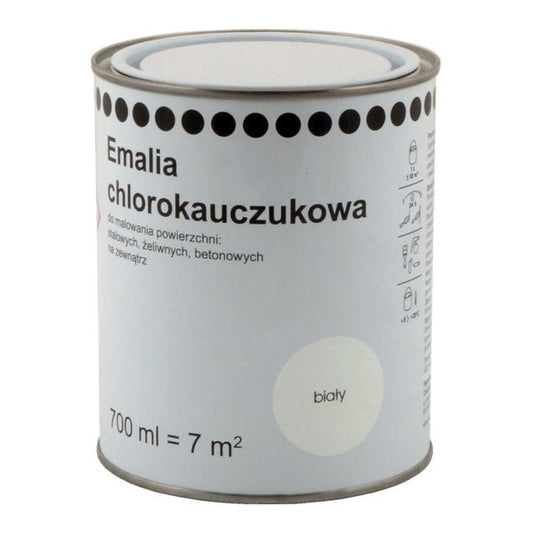 Chlorokauczuk-emalje 0,7 l hvid til metal