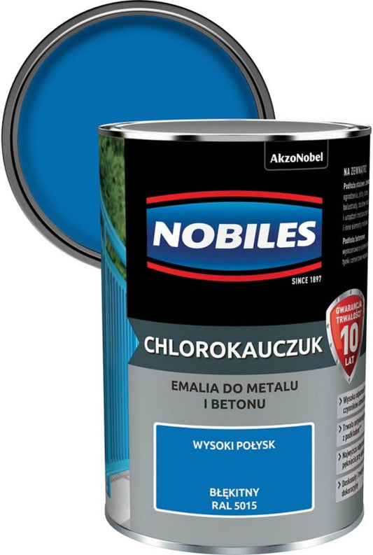 Nobiles klorokautsjuk-emalje til metal og beton, lyseblå, 0,9 l