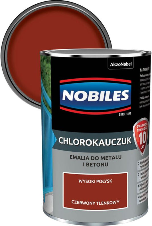 Nobiles chlorokauczuk-emalje til metal og beton i rød okker, 0,9 l