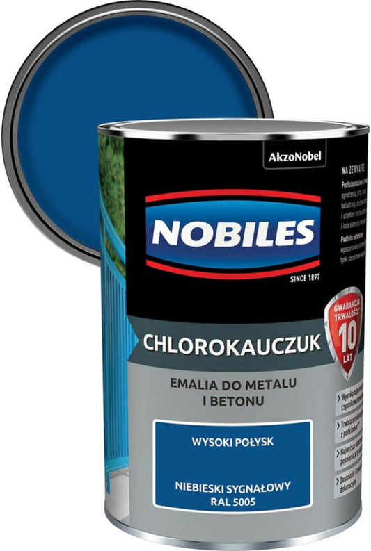 Nobiles chlorokauczuk-emalje til metal og beton signalblå 0,9 l