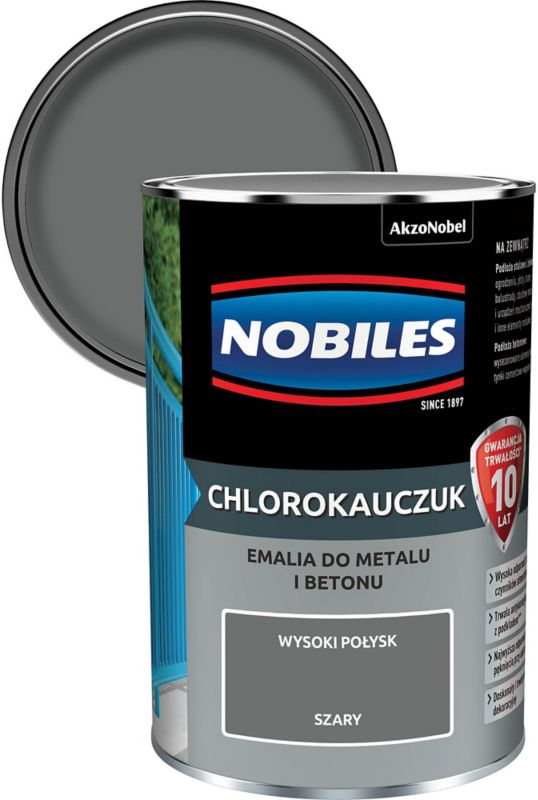 Nobiles klorokaučuk-emalje til metal og beton grå 0,9 l