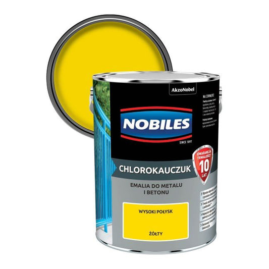 Nobiles klorokautsjuk-emalje til metal og beton gul 5 l