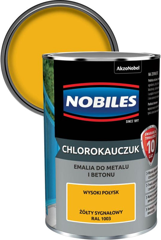 Nobiles klorokaučuk-emalje til metal og beton, signalgul, 0,9 l