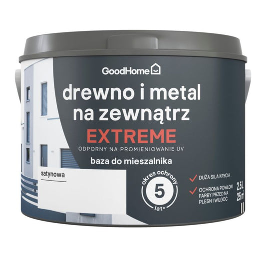 GoodHome udendørs satin-emalje til træ og metal 2,5 l base C