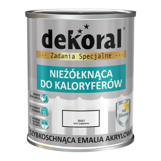 Dekoral radiatoremalje hvid satin, gulner ikke, 0,75 l