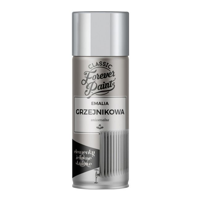 Universal radiatorlak i sprayform Forever Paints 400 ml sølv