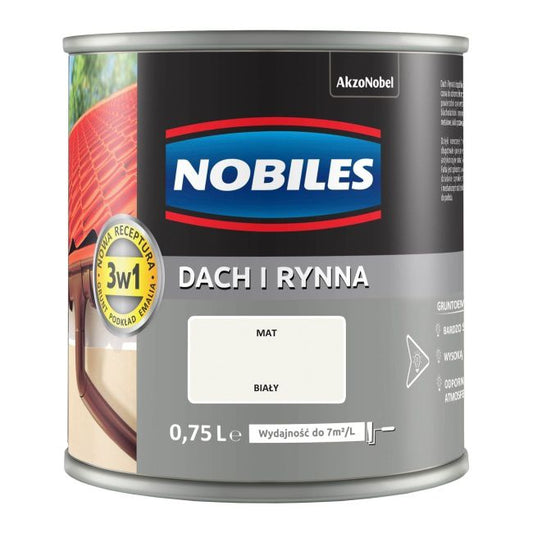 Nobiles Emalje til tag og tagrende hvid 0,75 l