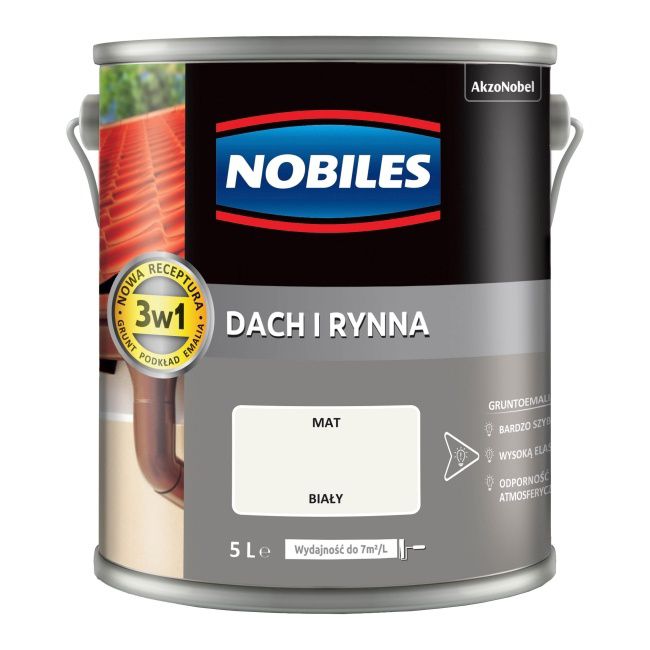 Nobiles tag- og tagrendeemalje hvid 5 l