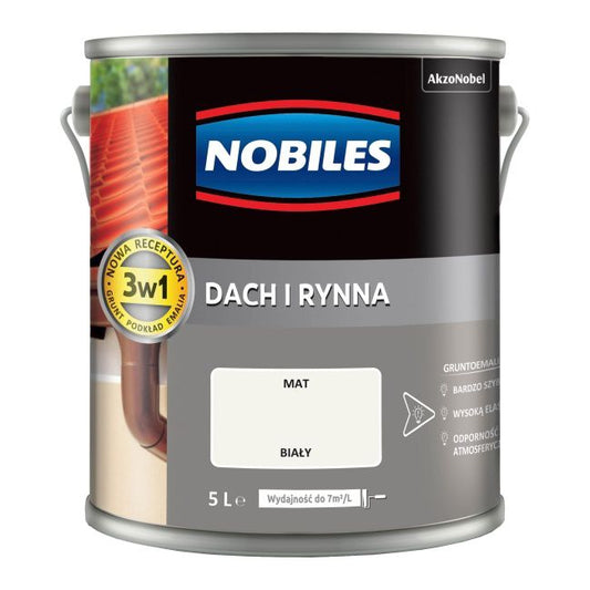 Nobiles tag- og tagrendeemalje hvid 5 l
