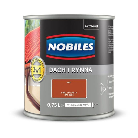 Nobiles emalje til tag og tagrende i teglbrun 0,75 l