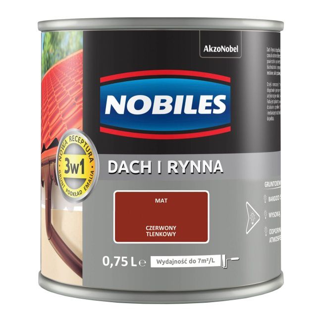 Nobiles Emalje til tag og tagrende i oxidrød 0,75 l