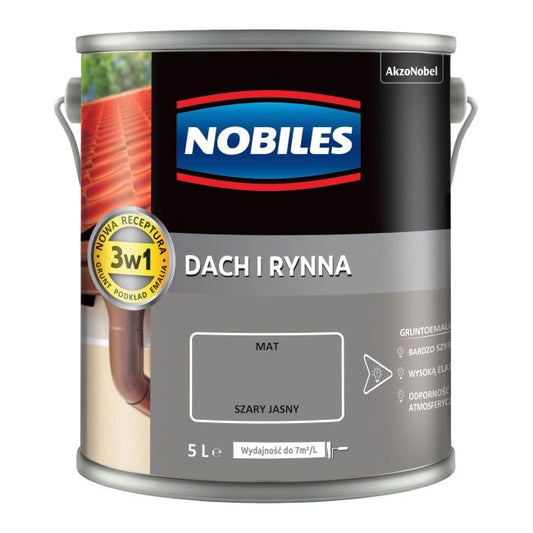 Nobiles tag- og tagrendeemalje lys grå 5 l