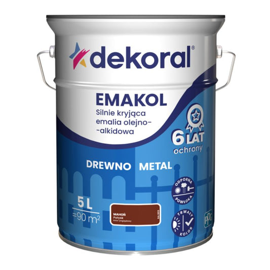 Dekoral Emakol olie-alkydemalje til træ og metal mahogni 5 l