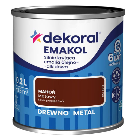 Dekoral Emakol olie-alkydemalje til træ og metal mahogni mat 0,2 l