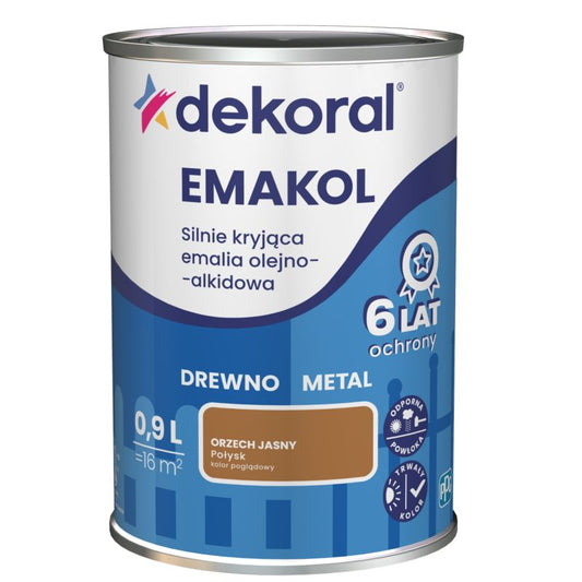 Dekoral Emakol olie-alkyd emalje til træ og metal lys valnød 0,9 l