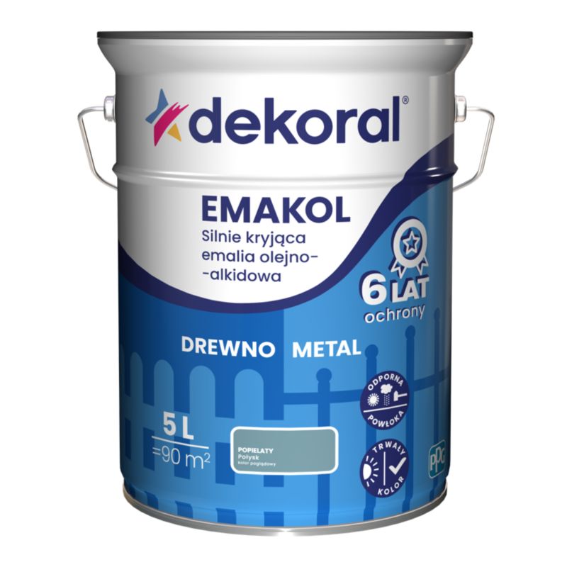 Dekoral Emakol olie-alkydemalje til træ og metal i grå, 5 l