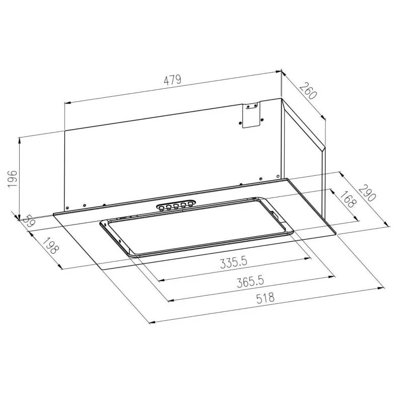 Emhætte til Indbygning 52 cm Sort Glas LED