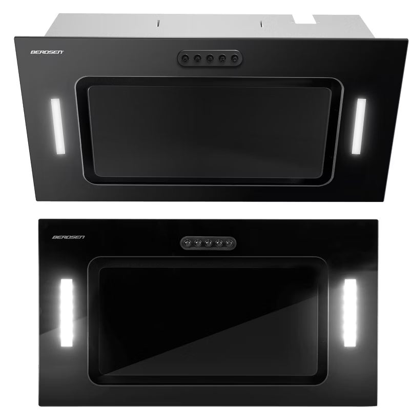 Emhætte til Indbygning 52 cm Sort Glas LED