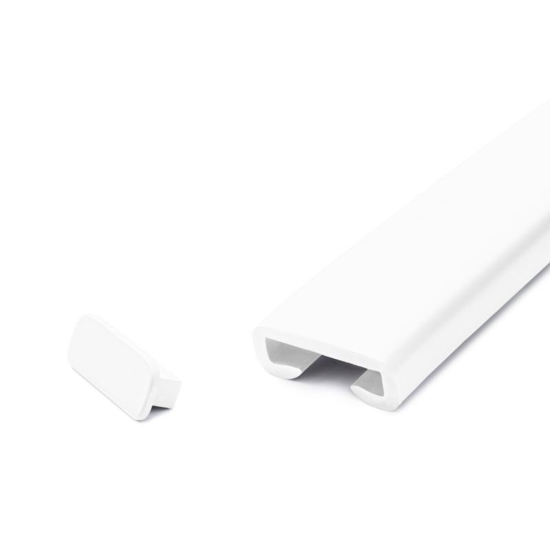 Endekappe til Gelænder 40x8 mm Hvid 2 Stk