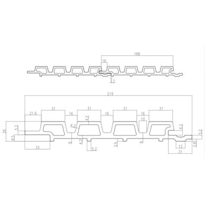 Facadepanel Komposit Trapez 2,9 m Lys Eg og Sort