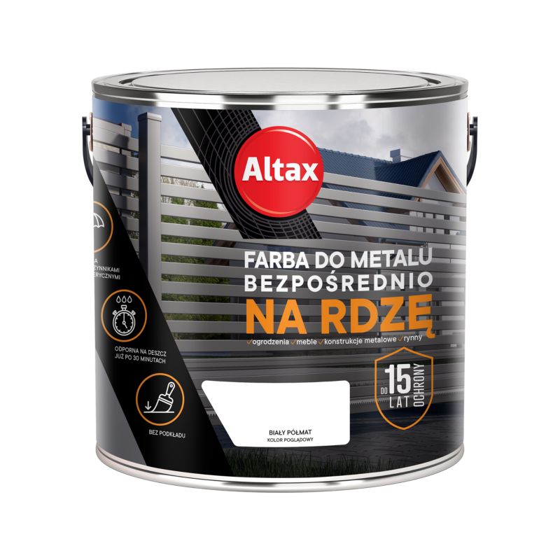 Altax hvid halvmat antikorrosionsmaling til metal 2,5 l