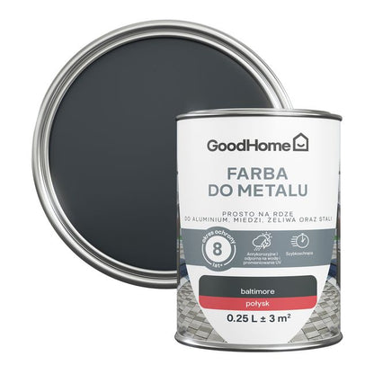 GoodHome antikorrosionsmaling med glans i antracit, 0,25 l