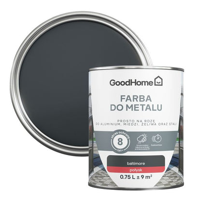 GoodHome antikorrosionsmaling med glans i antracit 0,75 l