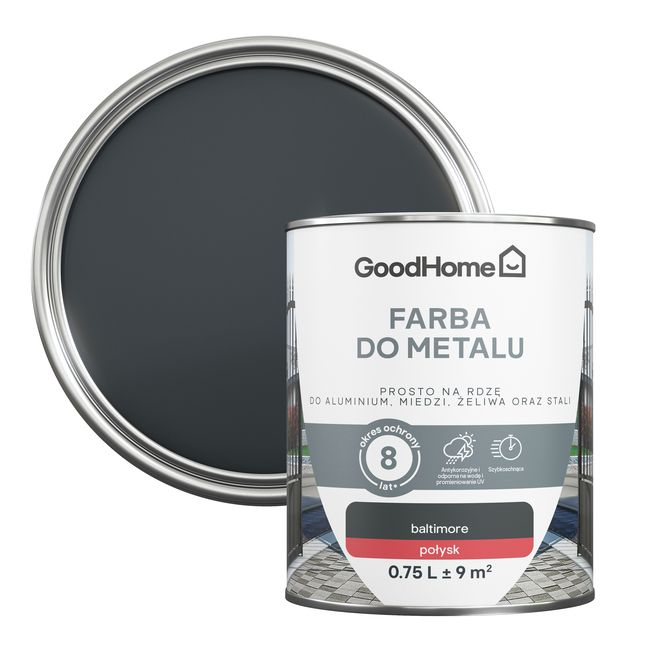 GoodHome antikorrosionsmaling i antracitglans 0,75 l