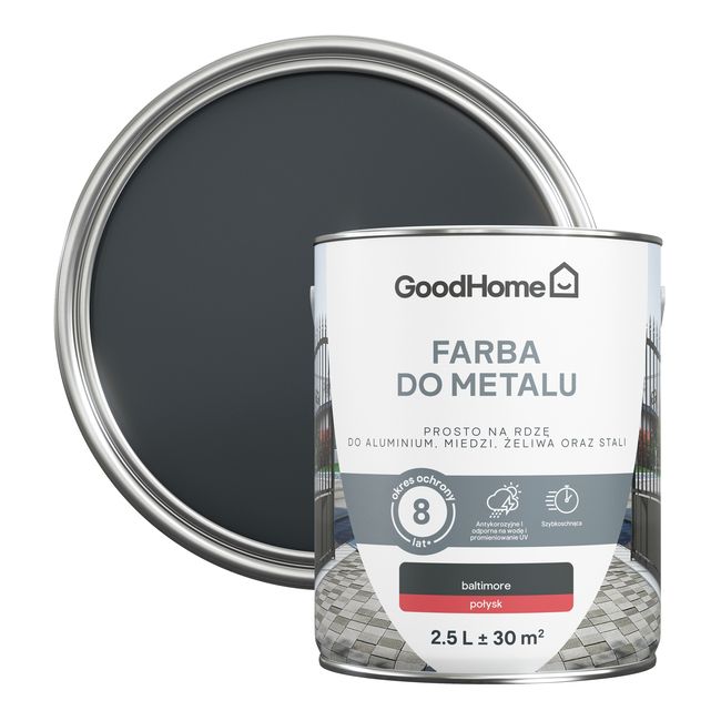 GoodHome antikorrosionsmaling med glans i antracit, 2,5 l