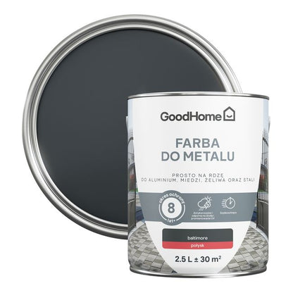 GoodHome antikorrosionsmaling med glans i antracit, 2,5 l