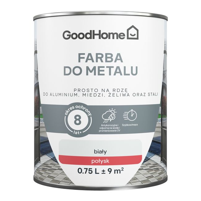 GoodHome antikorrosionsmaling højglans hvid 0,75 l