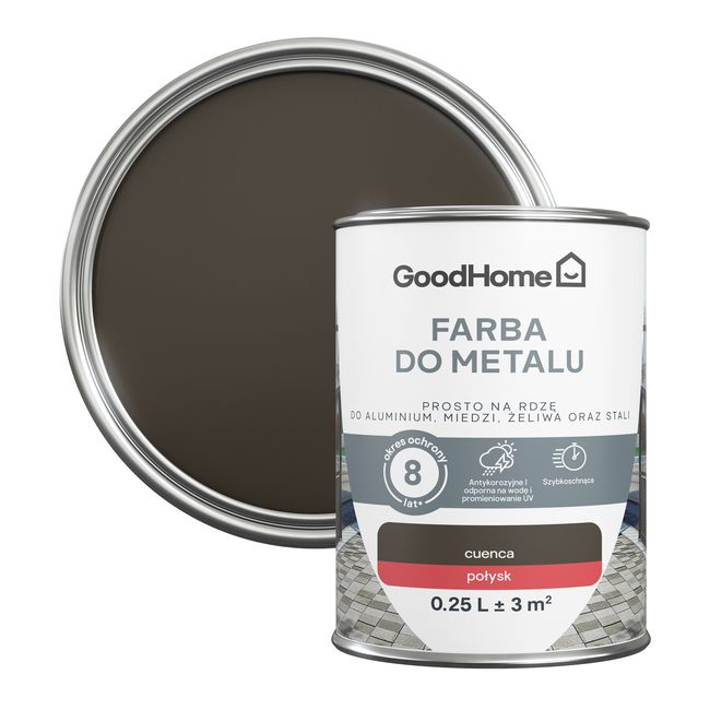 GoodHome antikorrosionsmaling i blank brun 0,25 l