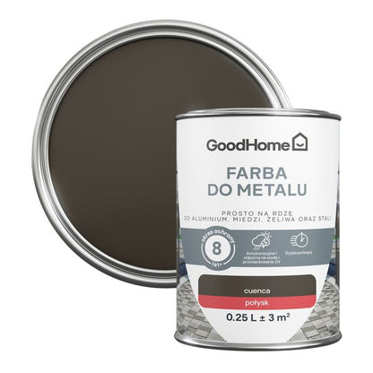 GoodHome antikorrosionsmaling i blank brun 0,25 l