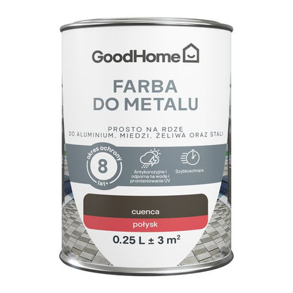 GoodHome antikorrosionsmaling i blank brun 0,25 l