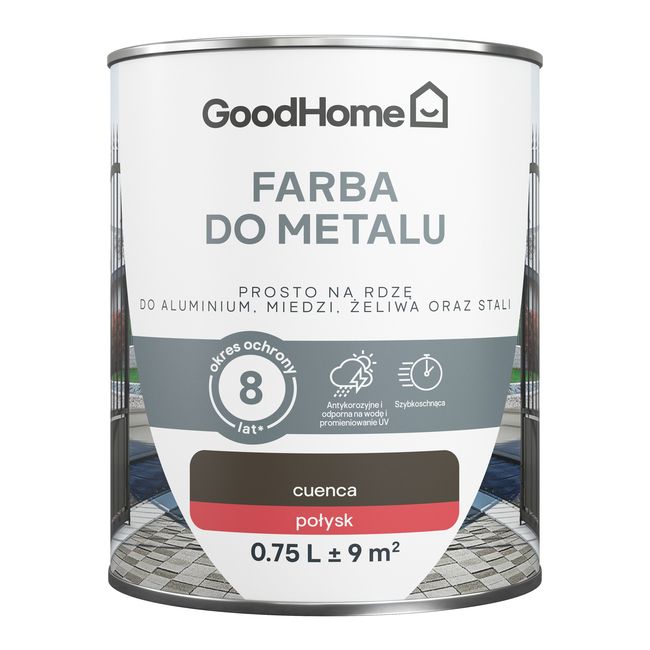 GoodHome antikorrosionsmaling i blank brun 0,75 l