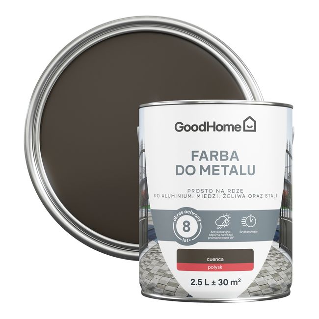 GoodHome antikorrosionsmaling i blank brun 2,5 l