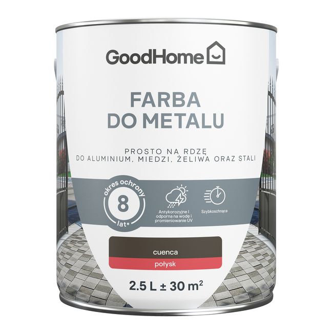 GoodHome antikorrosionsmaling i blank brun 2,5 l