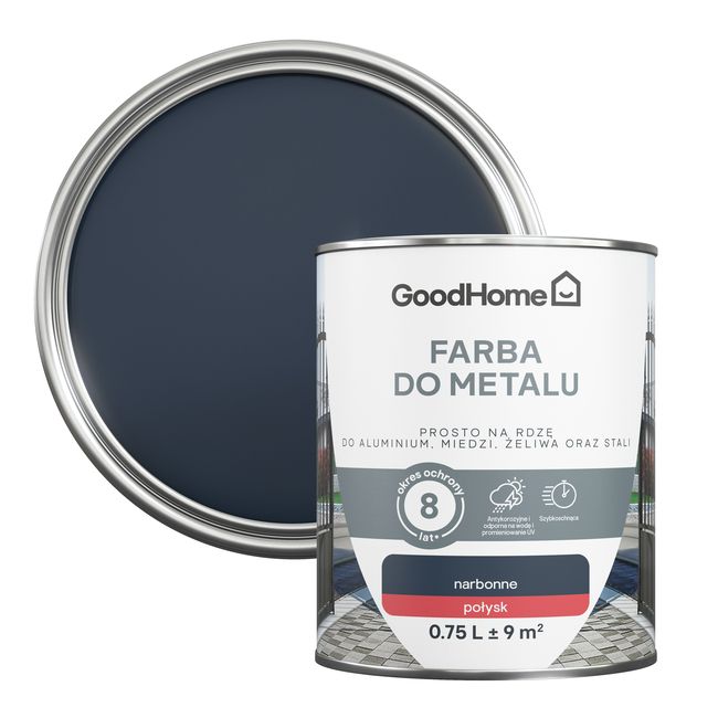 GoodHome antikorrosionsmaling i blank mørkeblå 0,75 l