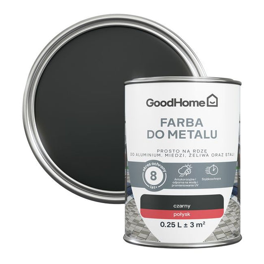 GoodHome antikorrosionsmaling højglans sort 0,25 l