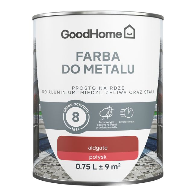 GoodHome antikorrosionsmaling i rød højglans 0,75 l