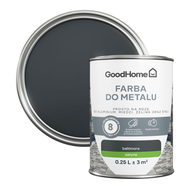 GoodHome antikorrosionsmaling satin antracit 0,25 l