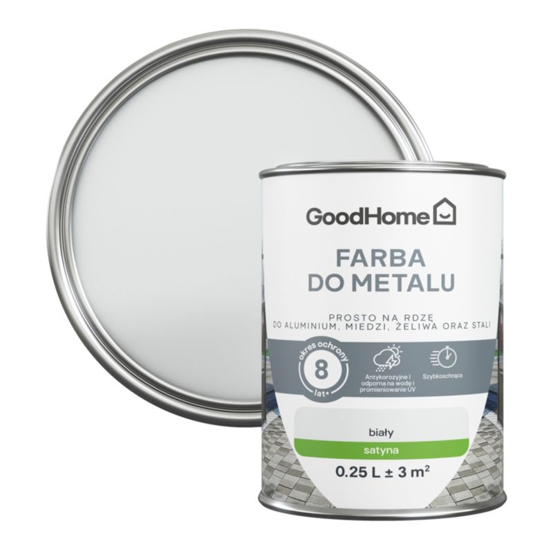 GoodHome antikorrosionsmaling satin hvid 0,25 l
