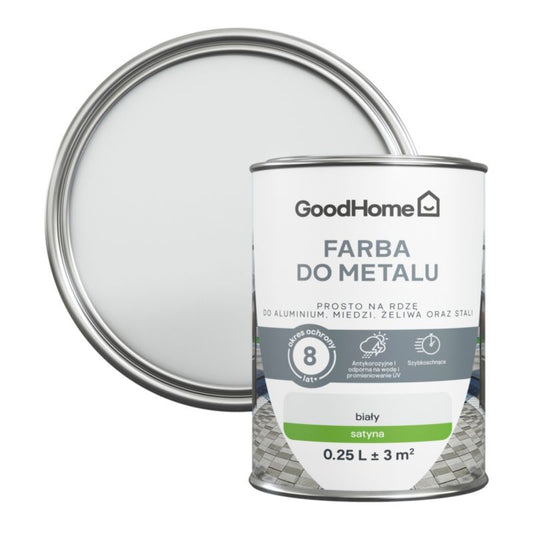 GoodHome antikorrosionsmaling satin hvid 0,25 l