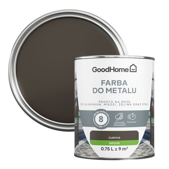 GoodHome antikorrosionsmaling satin brun 0,75 l